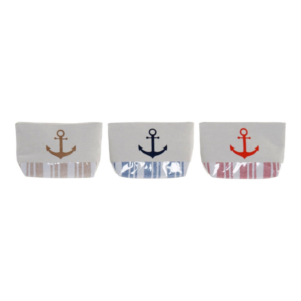 Vessalaukku DKD Home Decor Ankkuri Polyesteri Kangas (3 pcs) (23 x 6.5 x 15 cm)