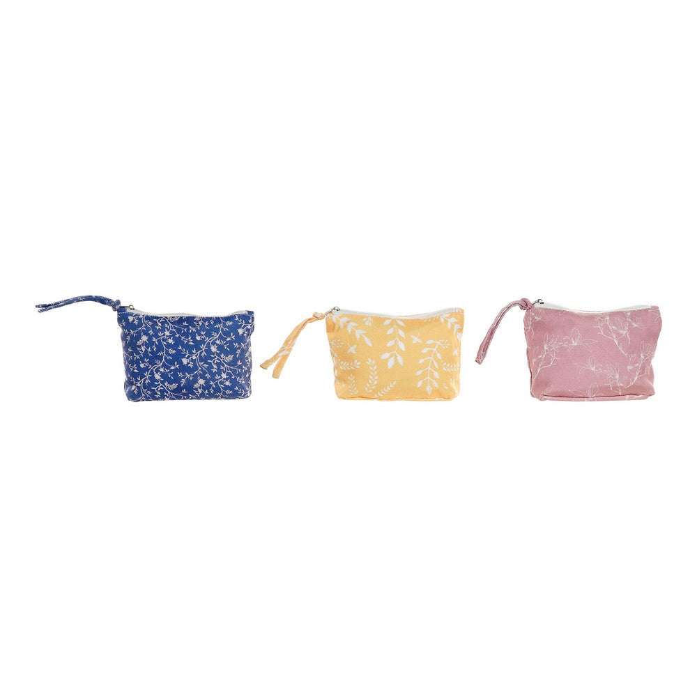 Vessalaukku DKD Home Decor Keltainen Pinkki Puuvilla Laivastonsininen Boho (3 pcs) (17 x 6 x 13 cm)