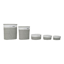 Lataa kuva Galleria-katseluun, Korisetti DKD Home Decor Harmaa Polyesteri korihuonekalut (5 pcs)
