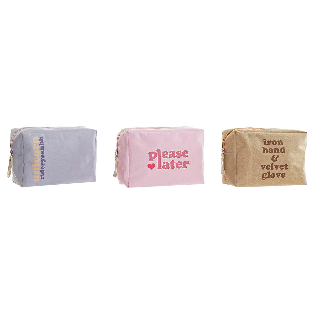 Vessalaukku DKD Home Decor Kangas Sininen Pinkki Ruskea Polyesteri Polyuretaani Shabby Chic (3 pcs) (20 x 8 x 14 cm)